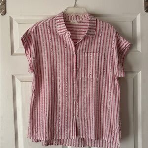 dylan Pink and White Striped Button-Down Shirt